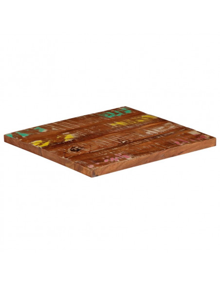 Piano Tavolo 60x60x2,5 cm Quadrato Legno Massello di Recupero