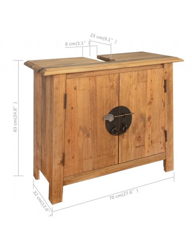 Set da Bagno 5 pz in Legno Massello di Pino