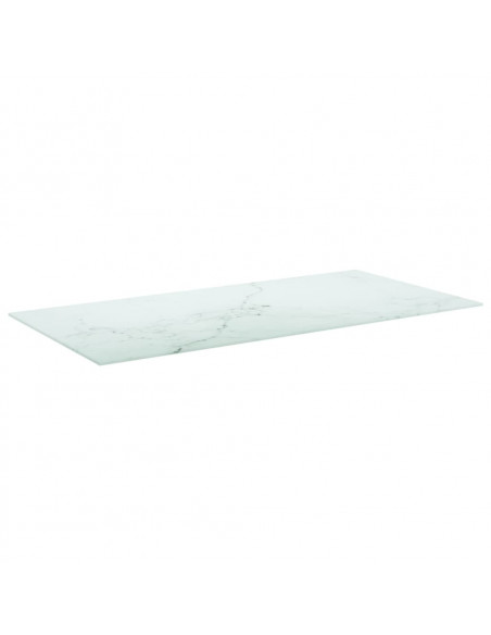 Piano Tavolo Bianco 100x50 cm 6mm Vetro Temperato Design Marmo