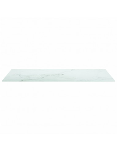 Piano Tavolo Bianco 100x50 cm 6mm Vetro Temperato Design Marmo