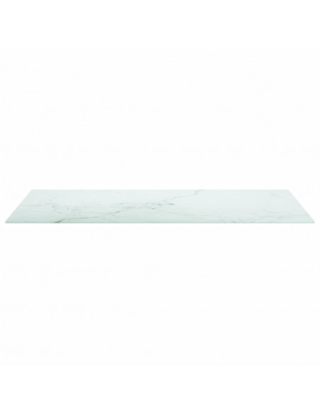 Piano Tavolo Bianco 100x50 cm 6mm Vetro Temperato Design Marmo