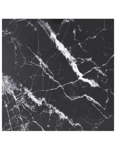 Piano Tavolo Nero 50x50 cm 6 mm Vetro Temperato Design Marmo