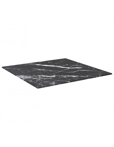 Piano Tavolo Nero 50x50 cm 6 mm Vetro Temperato Design Marmo
