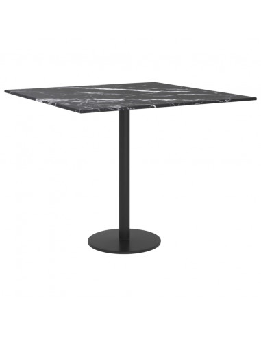Piano Tavolo Nero 50x50 cm 6 mm Vetro Temperato Design Marmo