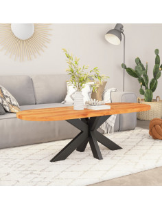 Piano Tavolo 120x50x3,8 cm Ovale in Legno Massello di Acacia 2