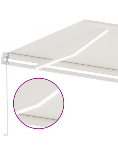 Tenda da Sole Retrattile Manuale con LED 600x300 cm Crema
