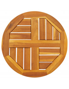 Piano per Tavolo Ø40x2 cm Rotondo in Legno Massello di Acacia 2
