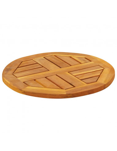 Piano per Tavolo Ø40x2 cm Rotondo in Legno Massello di Acacia
