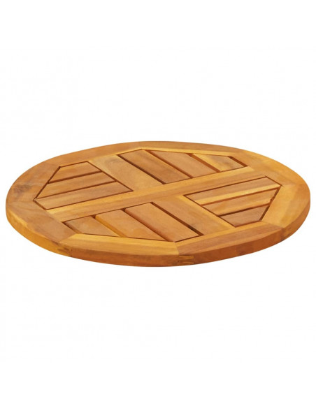 Piano per Tavolo Ø40x2 cm Rotondo in Legno Massello di Acacia