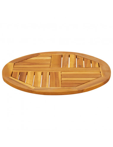Piano per Tavolo Ø60x2 cm Rotondo in Legno Massello di Acacia
