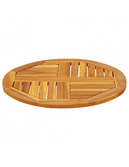Piano per Tavolo Ø60x2 cm Rotondo in Legno Massello di Acacia