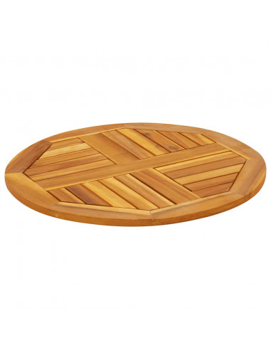 Piano per Tavolo Ø60x2 cm Rotondo in Legno Massello di Acacia