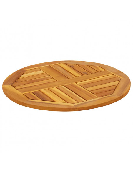 Piano per Tavolo Ø60x2 cm Rotondo in Legno Massello di Acacia