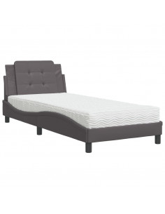 Letto con Materasso Grgio 80x200 cm in Similpelle 2