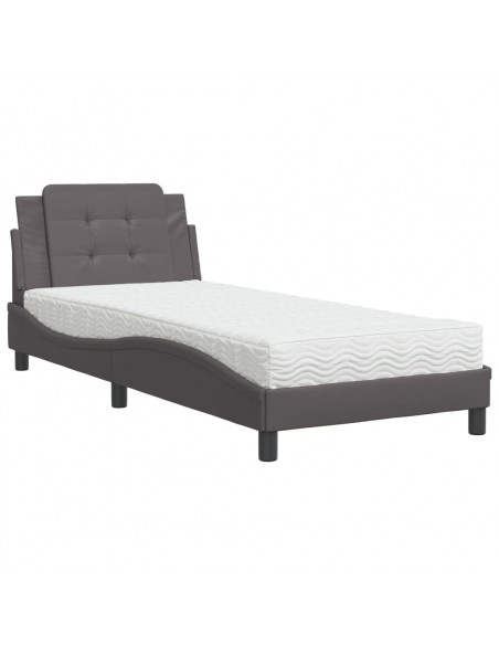 Letto con Materasso Grgio 80x200 cm in Similpelle