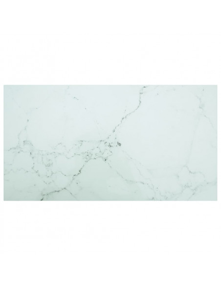 Piano Tavolo Bianco 120x65 cm 8mm Vetro Temperato Design Marmo