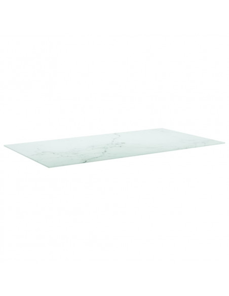 Piano Tavolo Bianco 120x65 cm 8mm Vetro Temperato Design Marmo