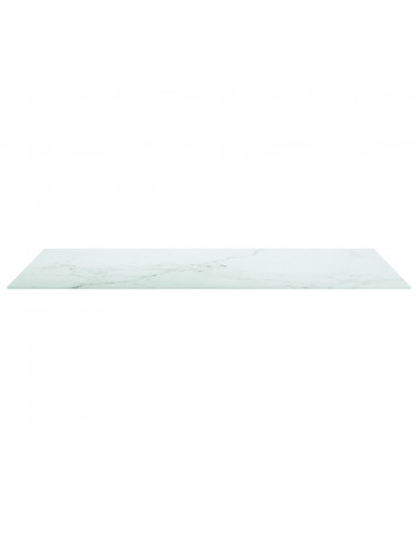 Piano Tavolo Bianco 120x65 cm 8mm Vetro Temperato Design Marmo