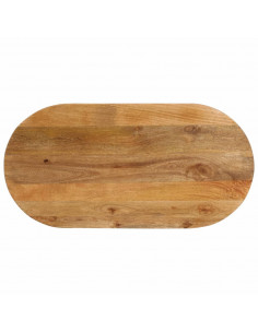 Piano Tavolo 120x60x3,8 cm Ovale in Legno Massello di Mango 2