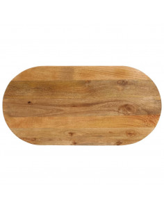 Piano Tavolo 140x60x2,5 cm Ovale in Legno Massello di Mango 2