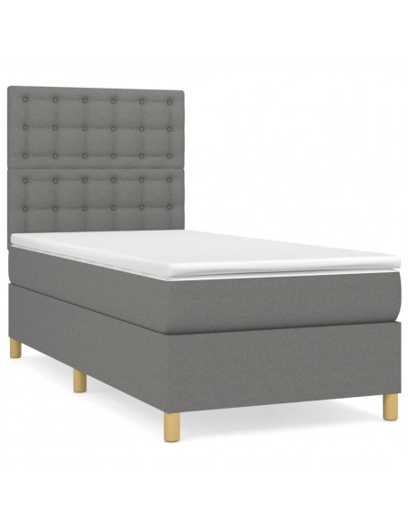 Giroletto a Molle con Materasso Grigio Scuro 80x200 cm Tessuto