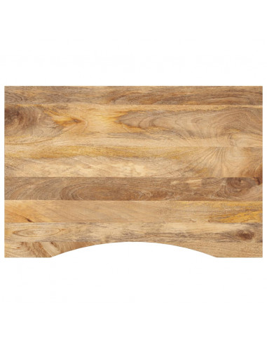 Piano Scrivania con Curva 100x60x2,5cm Massello Grezzo di Mango