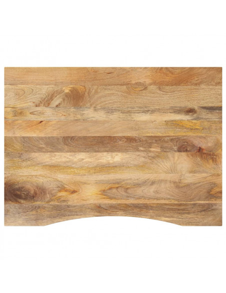 Piano Scrivania con Curva 100x80x2,5cm Massello Grezzo di Mango