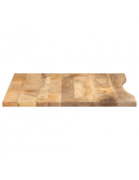 Piano Scrivania con Curva 100x80x2,5cm Massello Grezzo di Mango