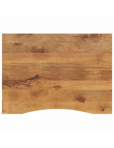 Piano Scrivania con Curva 100x80x2,5cm Massello Grezzo di Mango 2