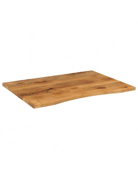 Piano Scrivania con Curva 100x80x2,5cm Massello Grezzo di Mango