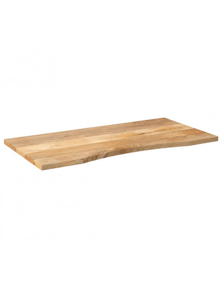 Piano Scrivania con Curva 120x50x2,5cm Massello Grezzo di Mango