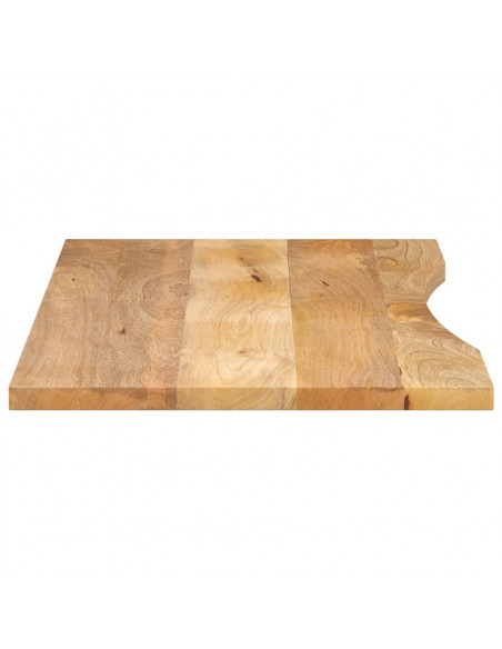 Piano Scrivania con Curva 120x50x2,5cm Massello Grezzo di Mango
