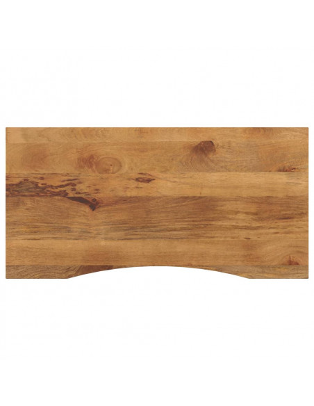 Piano Scrivania con Curva 120x50x2,5cm Massello Grezzo di Mango