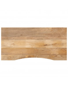 Piano Scrivania con Curva 120x60x2,5cm Massello Grezzo di Mango 2