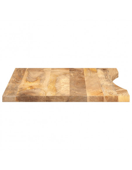 Piano Scrivania con Curva 90x50x2,5 cm Massello Grezzo di Mango