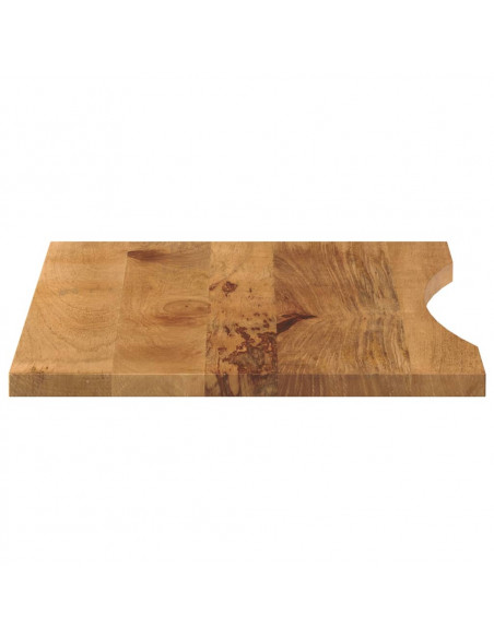 Piano Scrivania con Curva 90x60x2,5 cm Massello Grezzo di Mango