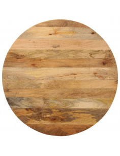 Piano per Tavolo Ø 80x2,5cm Rotondo in Legno Massello di Mango 2