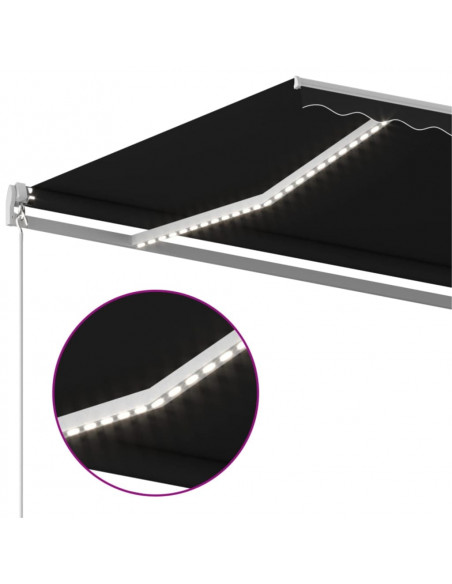 Tenda da Sole Retrattile Manuale con LED 600x350 cm Antracite