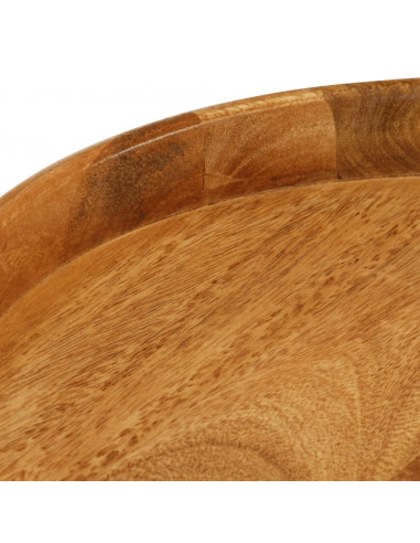 Tavolini Rotondi 3 pz in Legno Massello di Mango