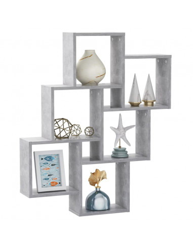 Mensola Parete Cubo Grigio Cemento 78x15x93cm Legno Multistrato