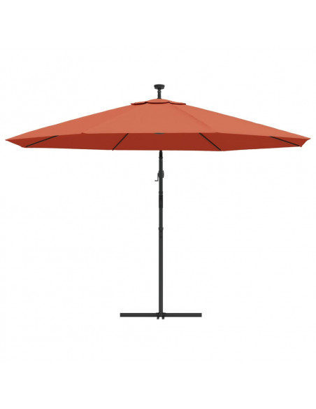 Ombrellone a Sbalzo con Luci LED Terracotta 350 cm
