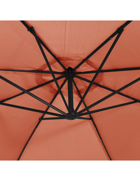 Ombrellone a Sbalzo con Luci LED Terracotta 350 cm
