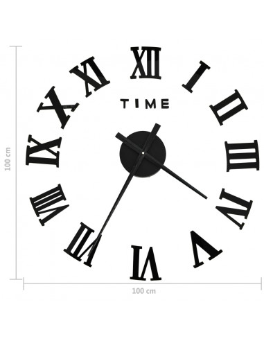 Orologio da Parete 3D Design Moderno Nero 100 cm XXL