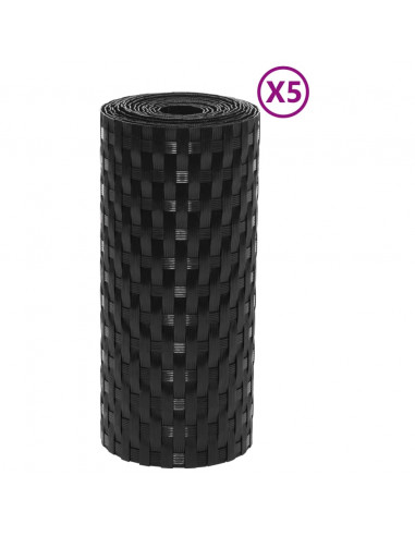 Schermi da Balcone 5 pz Neri 255x19 cm in Polyrattan
