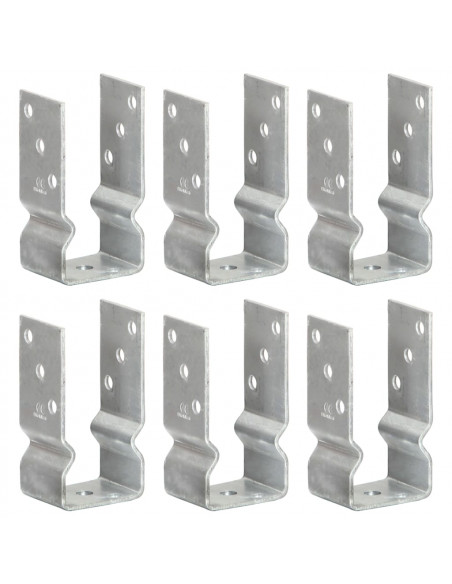 Picchetti per Recinzione 6 pz Argento 7x6x15 cm Acciaio Zincato