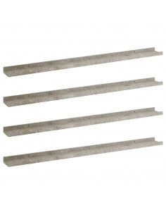 Mensole da Parete 4 pz Grigio Cemento 100x9x3 cm 2