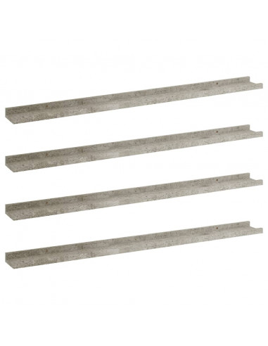 Mensole da Parete 4 pz Grigio Cemento 100x9x3 cm