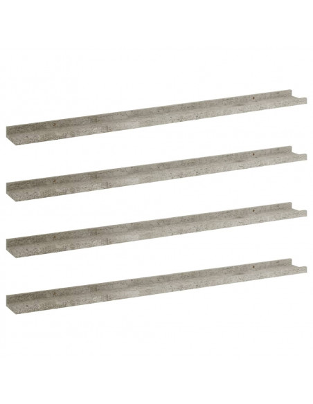 Mensole da Parete 4 pz Grigio Cemento 100x9x3 cm