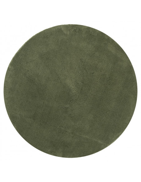 Tappeto Pelo Corto HUARTE Morbido Lavabile Verde Bosco Ø 200 cm