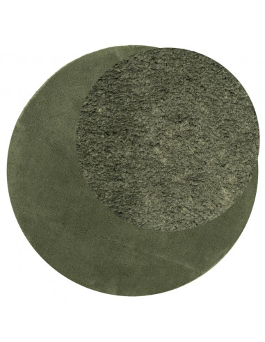Tappeto Pelo Corto HUARTE Morbido Lavabile Verde Bosco Ø 200 cm